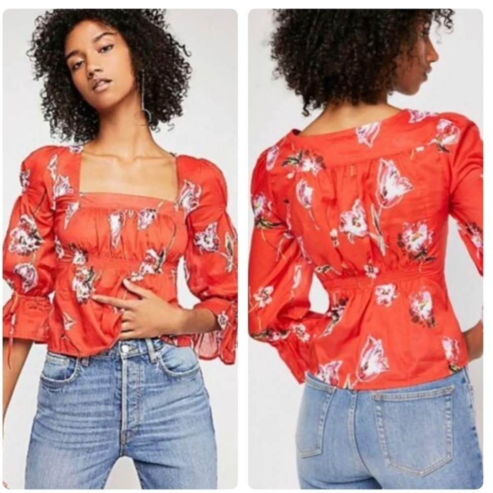 Free People Red Cherish The Light  Size Small Top